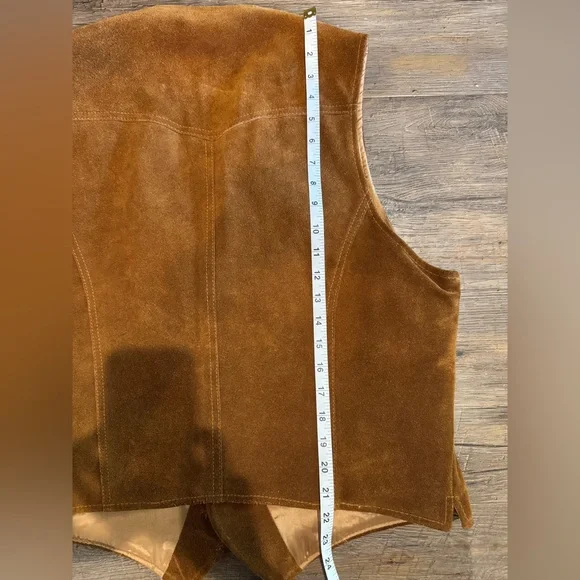 Vintage Sears The Leather Shop Western Suede Leather Vest Jacket Sz 44/XL - Picture 7 of 7